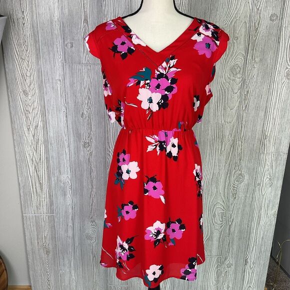 41Hawthorn Midnight Scallop Detail Dress Red and Pink Open Back Size Large - Picture 1 of 11